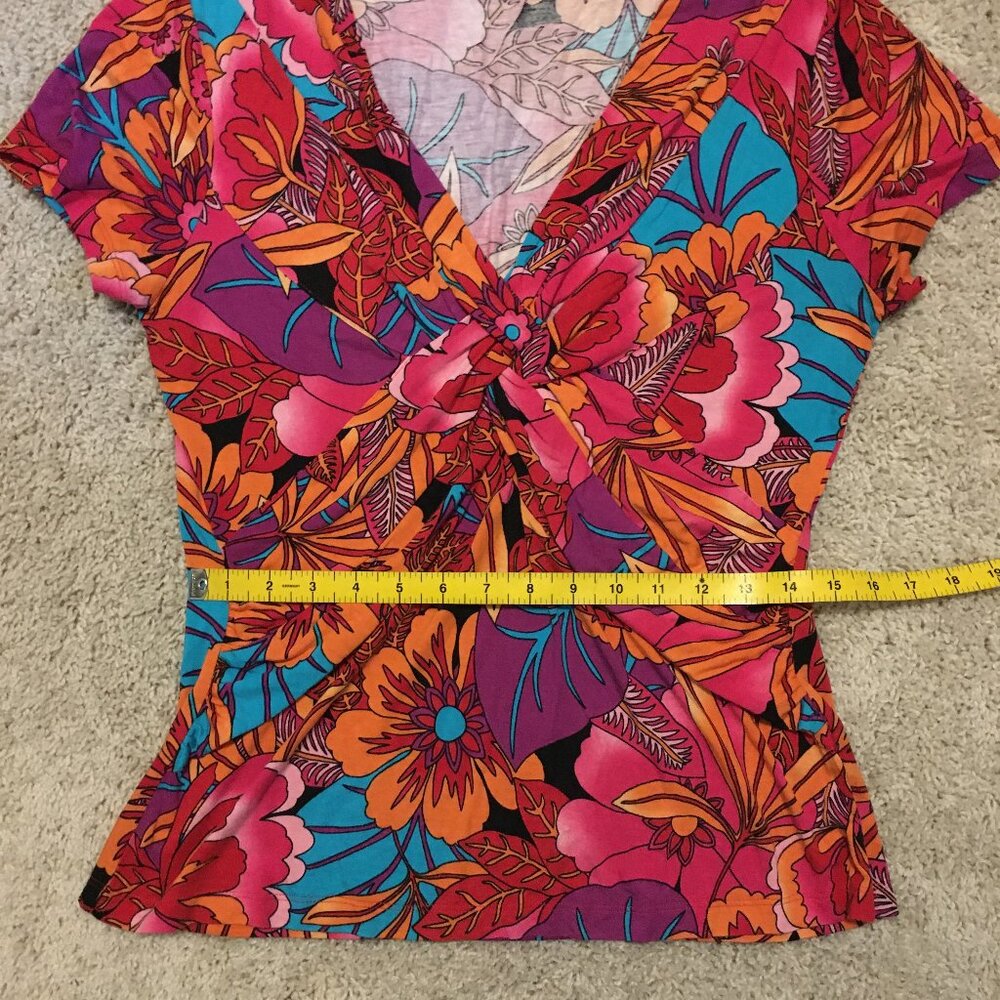 Cable & Gauge Hawaiian Hibiscus Tropical Top Viscose Twist Front XL - Picture 12 of 15